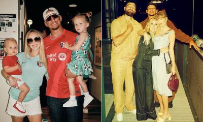 Travis Kelce, Patrick Mahomes, Brittany Mahomes and Taylor Swift