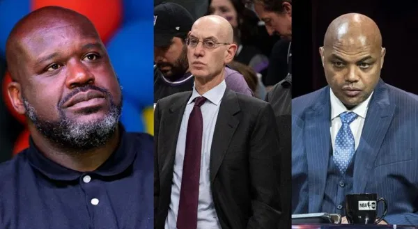 Shaquille O'Neal, Charles Barkley and Adam Silver